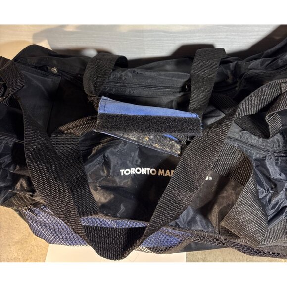 Toronto Maple Leafs Duffel Workout Bag Black Blue Mesh Pockets Zippers 20 x 10" - Picture 11 of 12